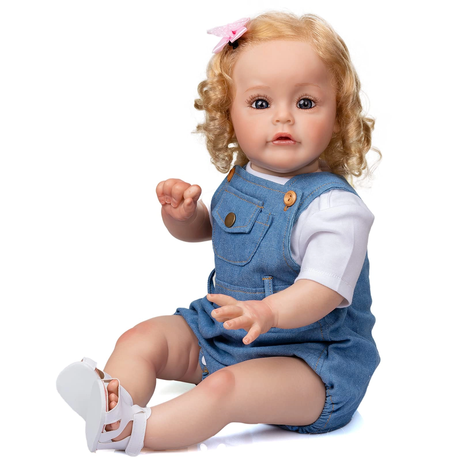 Sue-Sue Reborn Doll - 24 Inch (61 cm) hand-rooted fibre hair Blue Eyes
