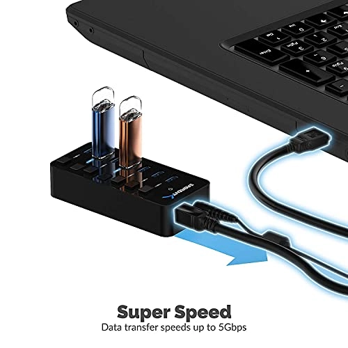 7 Port USB 3.0 Hub - 36W Individual Power Switches
