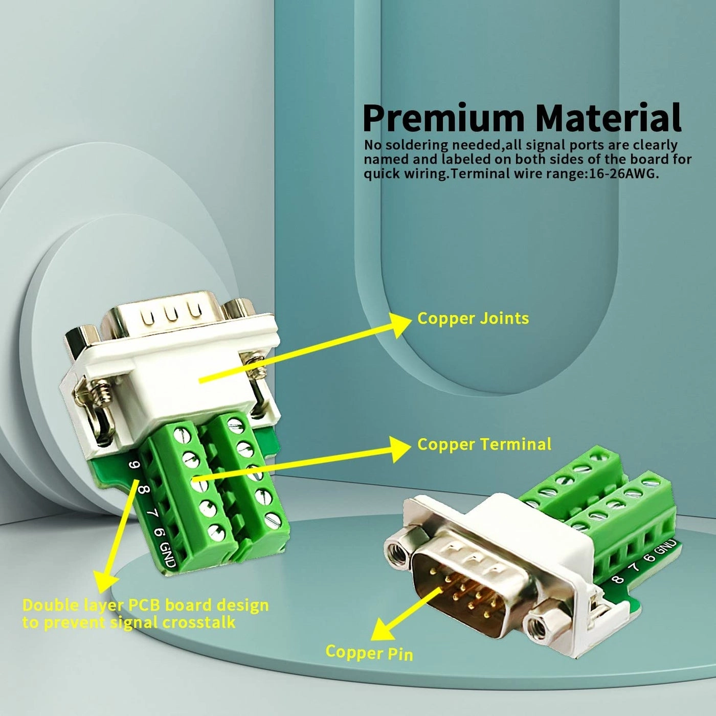 DB9 Male Solderless Connector