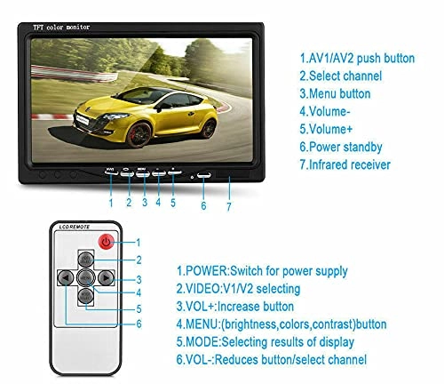 Reversing Camera - Night vision 648×488 + 7" Car Monitor - 800*480 TFT