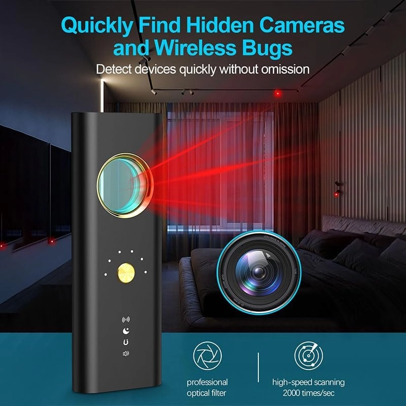 Hidden Detectors - 6 adjustable sensitivity levels 4 professional modes Black