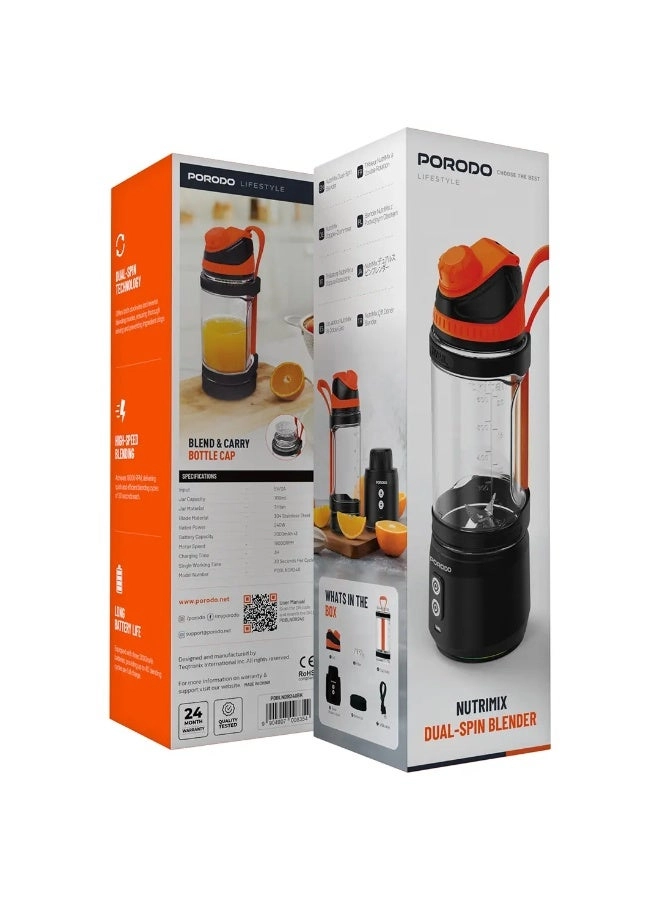 Nutrimix Dual-Spin Blender - Tritan Jar Rechargeable Battery Safety Blade Cover