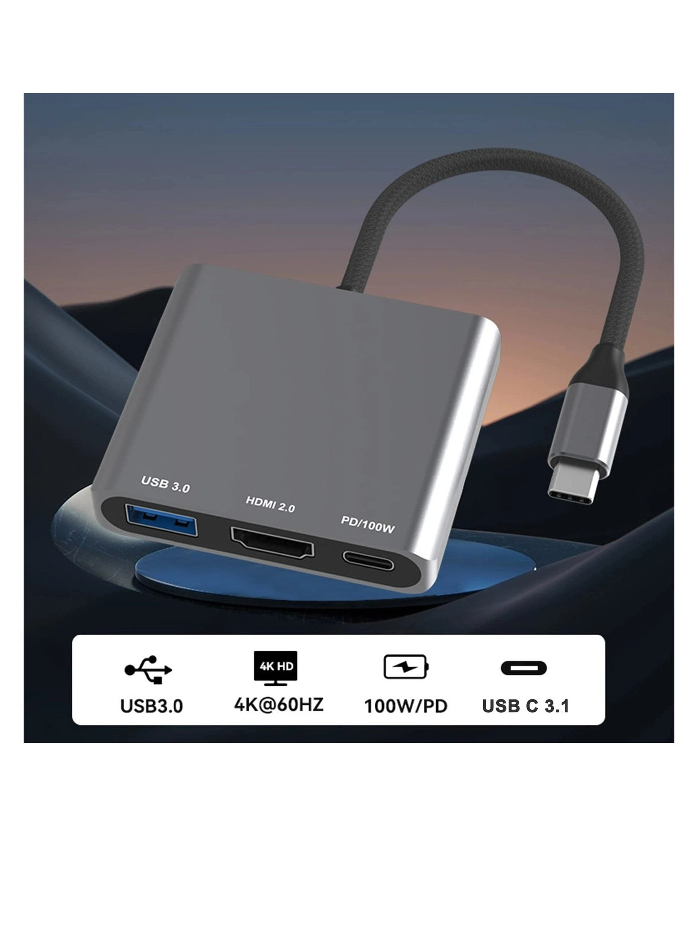 USB C to HDMI Multiport Adapter - USB3.0 4K 60Hz