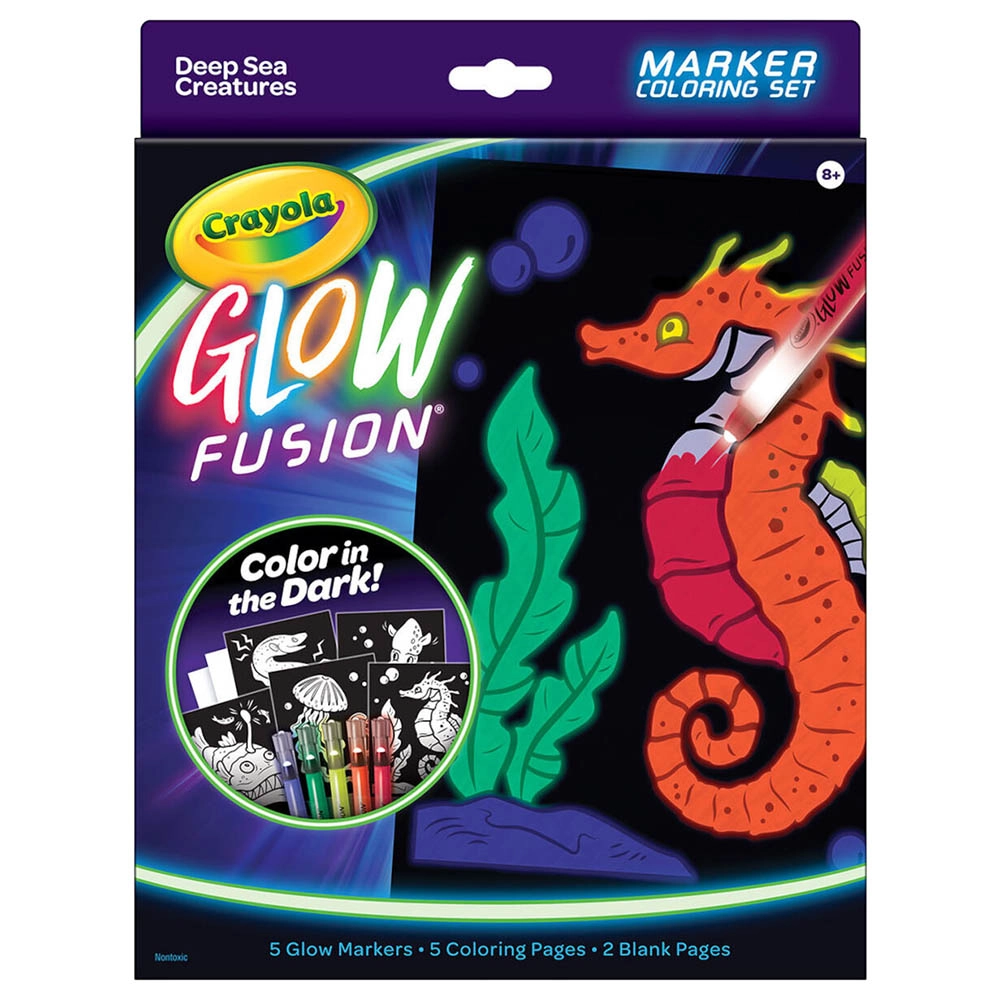 Crayola Glow Fusion Marker Colouring Set - 5 pieces Red Orange Yellow Green Blue