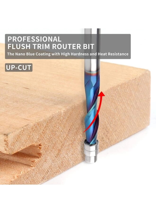 Up Down Compression Spiral Flush Trim Router Bit - 1/4 Inch Shank Solid Carbide Nano Coating