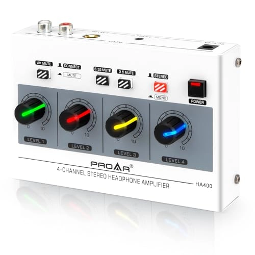 PROAR Headphone Amplifier - 4-Channel 3.5mm & 6.35mm Jacks