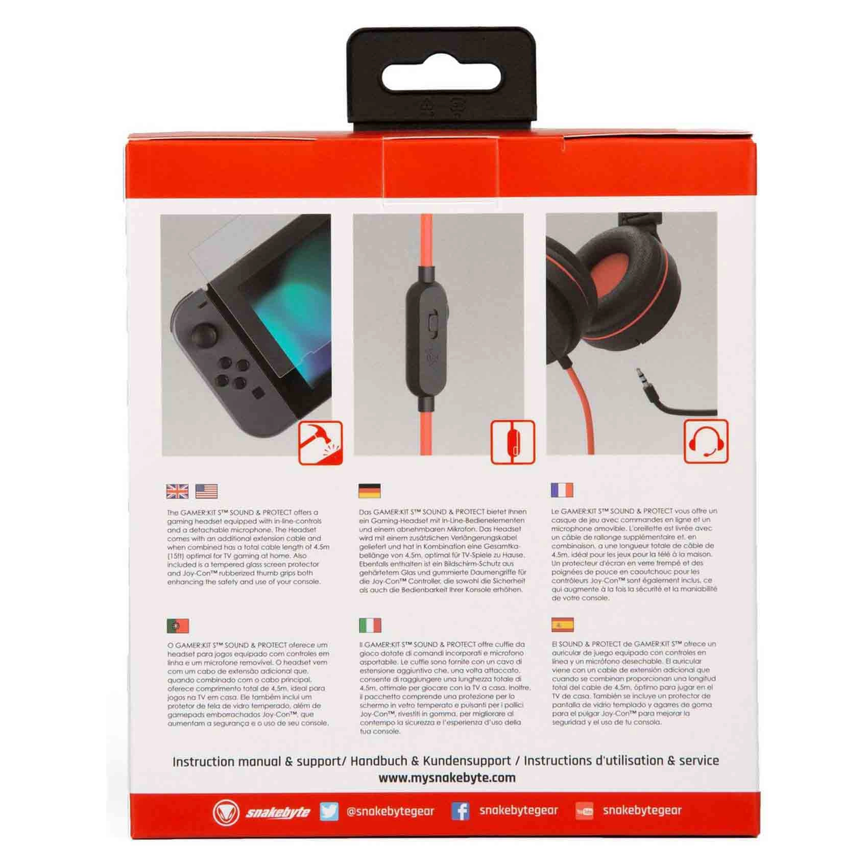 Gaming Headset + Tempered Glass Screen Protector + Rubberized Thumb Grips + Protective Case + Stereo Earbuds - Nintendo Switch