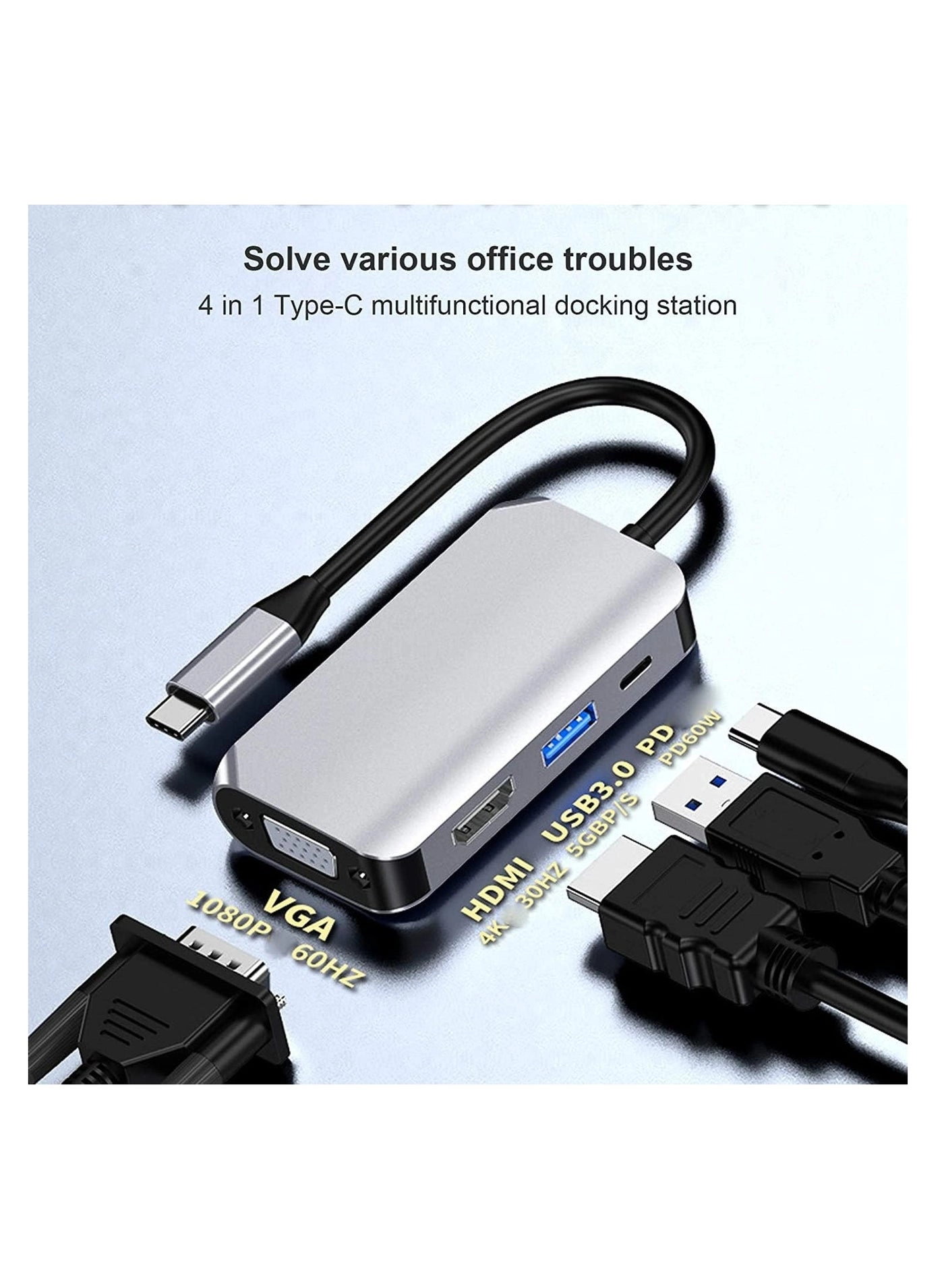 USB C-Type to HDMI Digital AV Multi-Port 4-in-1 Hub - 4K HDMI PD USB3.1