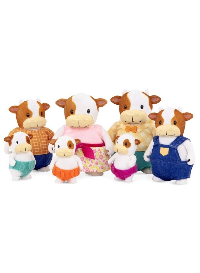 The FitzMoo Cow Family - Flocked Collectible Posable Cow Figures 7 pcs