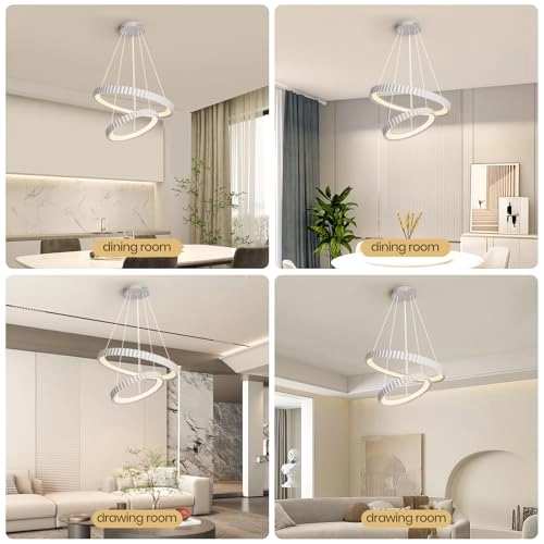 Double Circle LED Chandelier - 3000K–6000K Dimmable