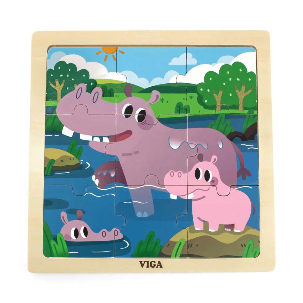 Hippo Wooden Puzzle (29464294-44628) - 9 pcs