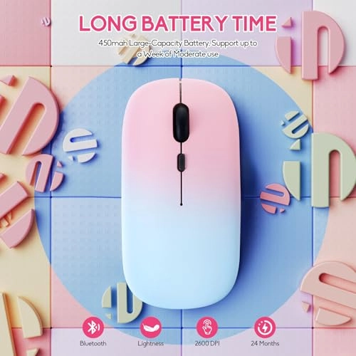 Gradient Color Bluetooth Mouse - Wireless