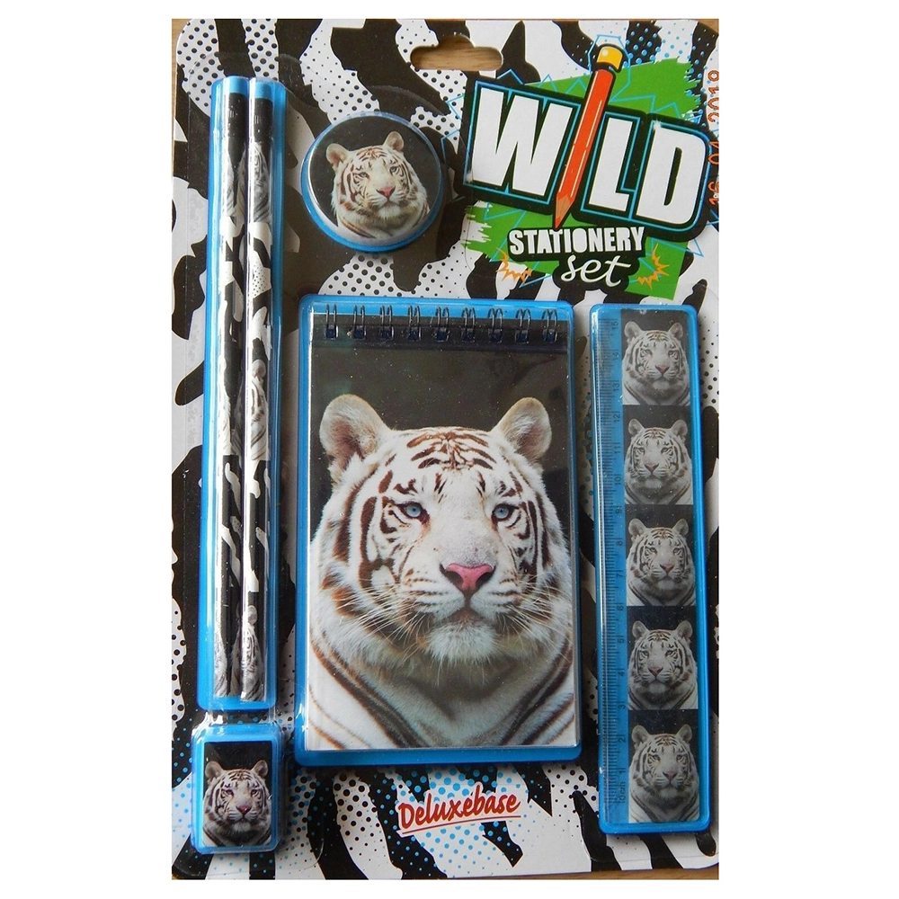 Deluxebase Wild Stationery Set - 2 pencils pencil sharpener eraser notepad