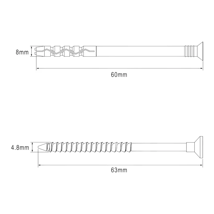 Nylon & Steel Hammer Fixing Pack - 6 cm 0.8