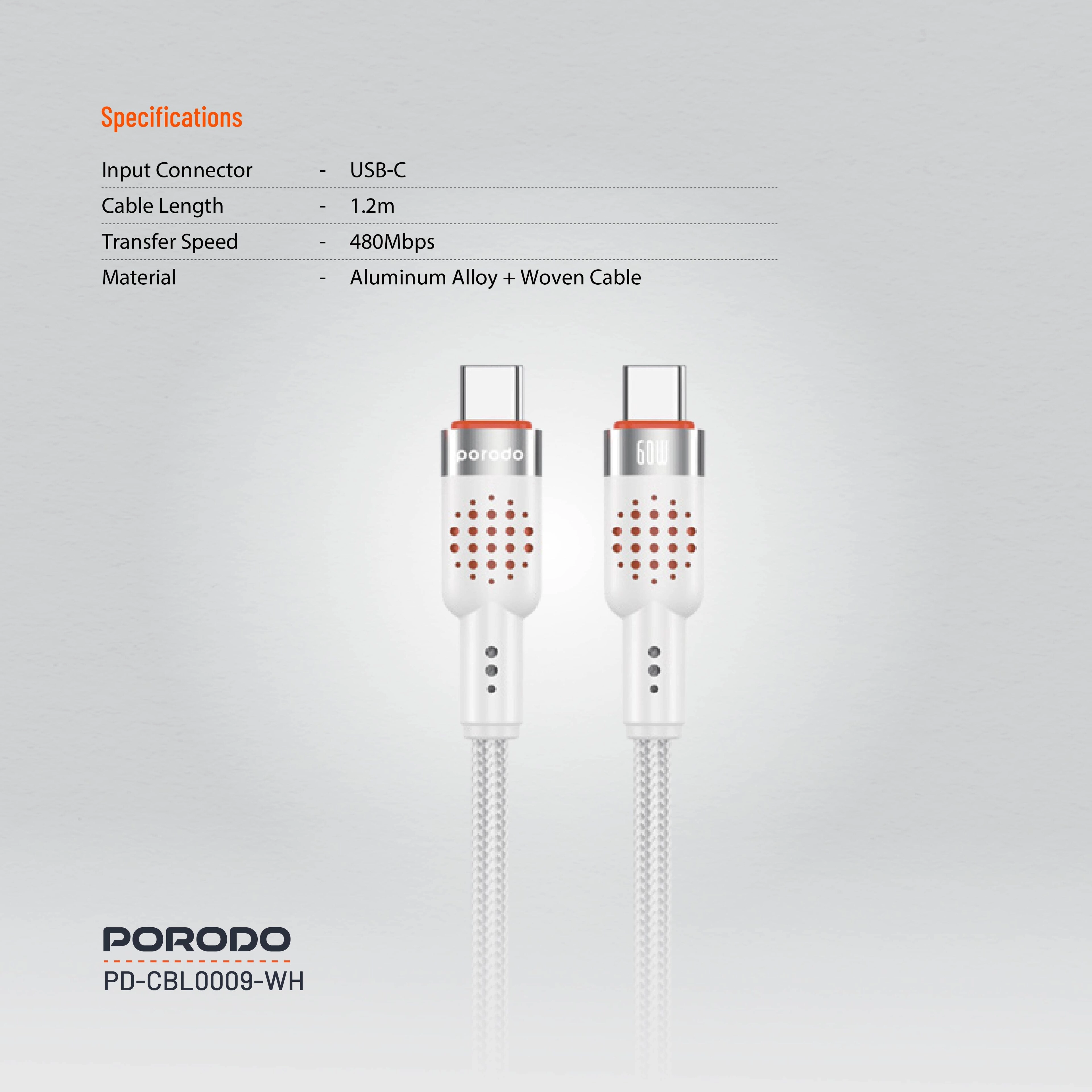 Charge Cable 60W Type-C to Type-C 1.2m Braided