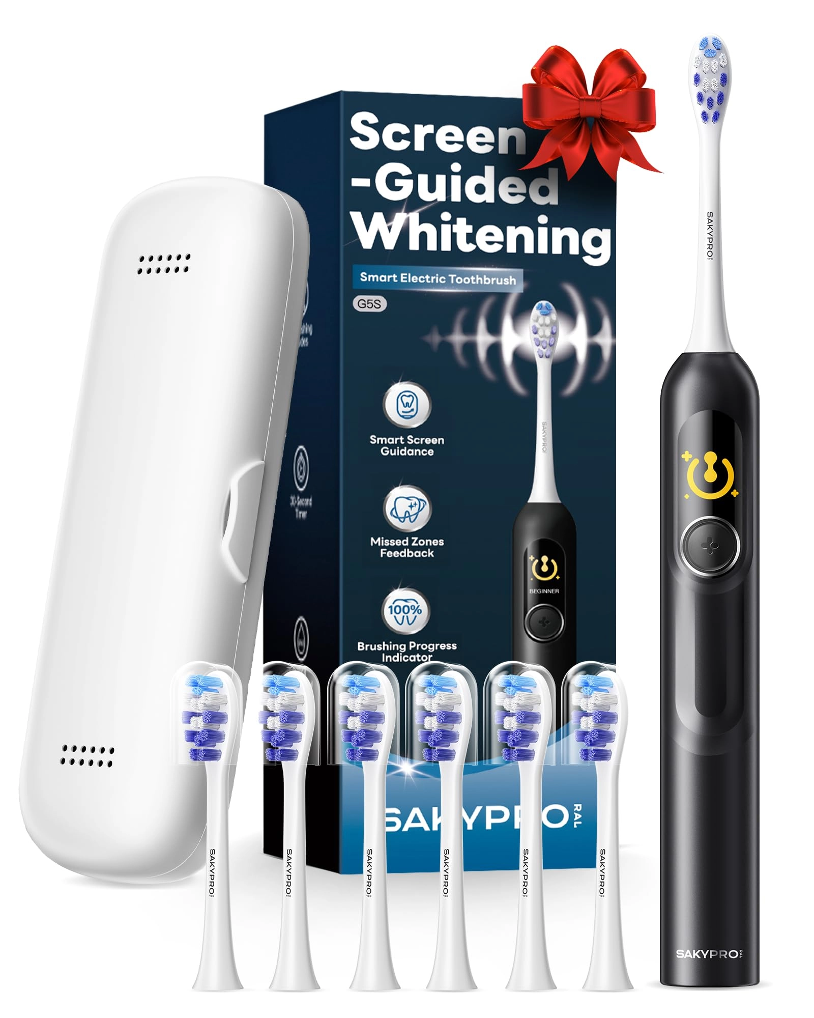 SAKYPRORAL G5S - AI Smart Display 150-Day Battery 6 Brush Heads