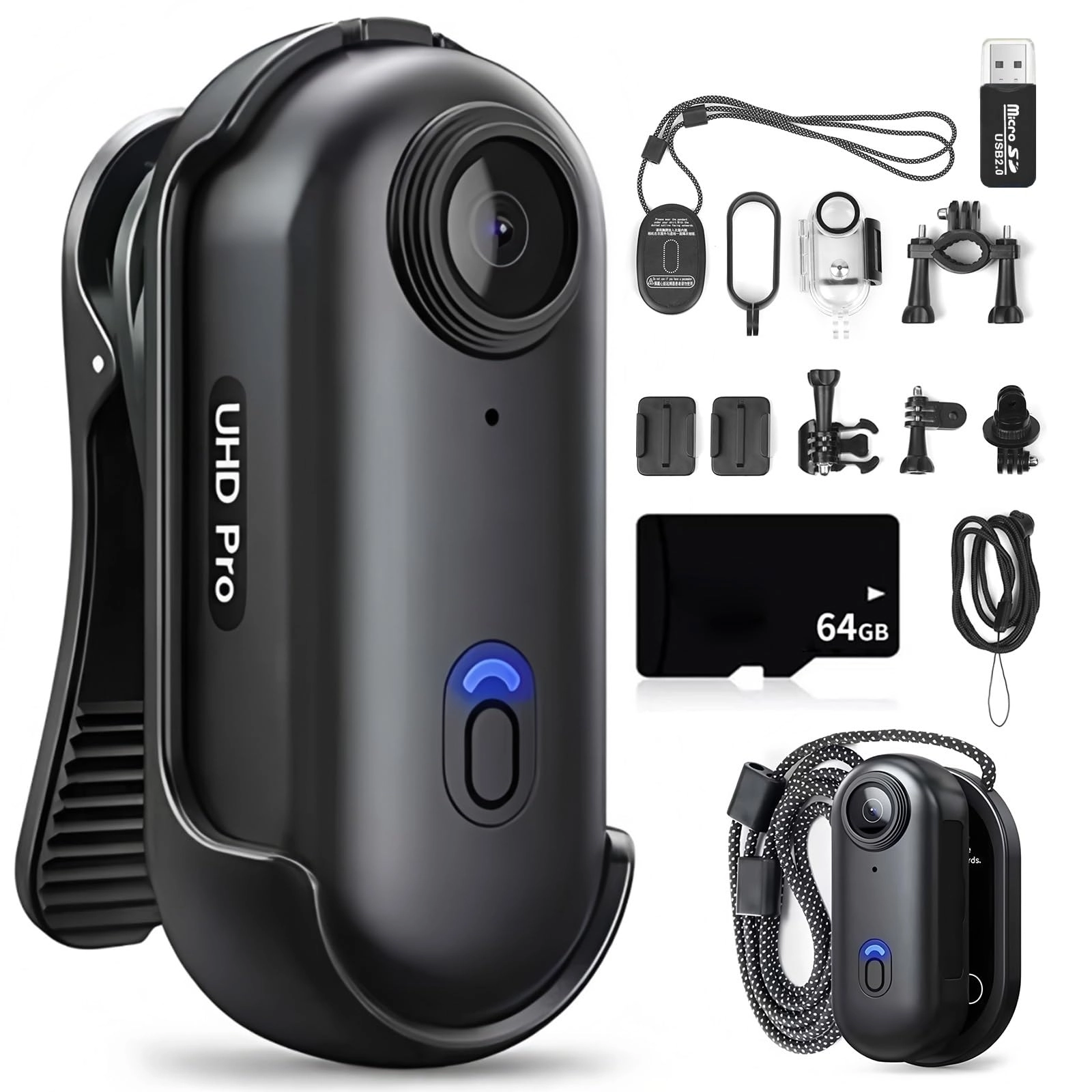 LIROPAU 360° Action Camera - 64GB 4K 30FPS