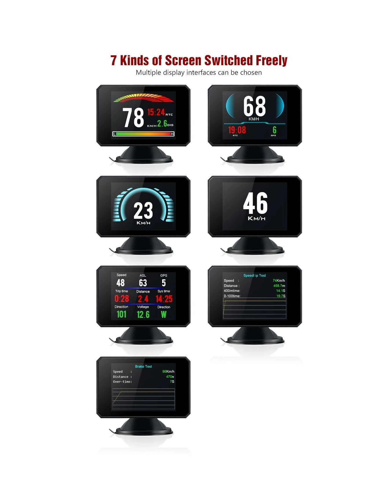 T816 - Head Up Display Vehicle Speed Meter Black