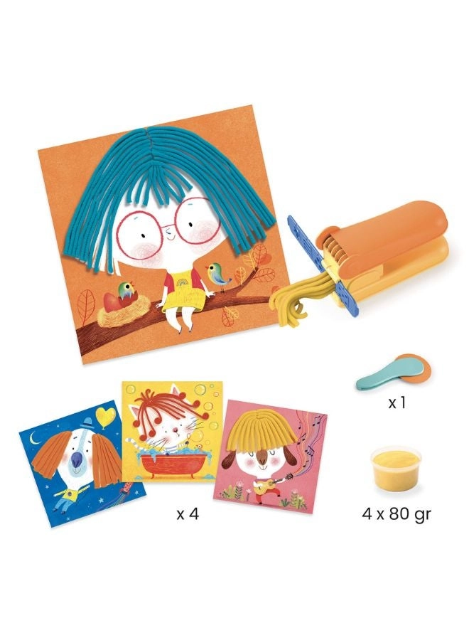 Curls And Straight Hair Modelling Dough - MODELLING CLAY 4 POTS