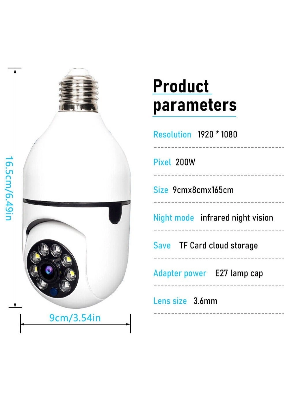 WiFi Light Bulb Camera 1080P