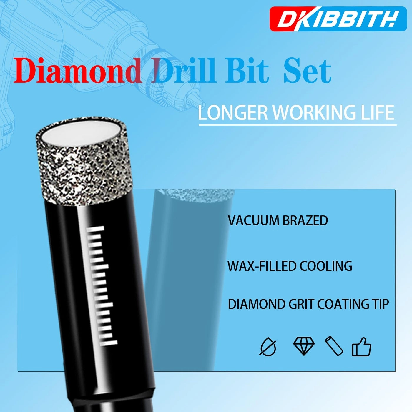 Diamond Drill Bits - 5 Packs 1/4"