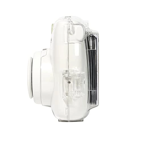 Transparent Crystal Camera Case - for Fujifilm Instax Mini 7+ + Adjustable Shoulder Strap + Stickers + Film Pocket Pictures Holder