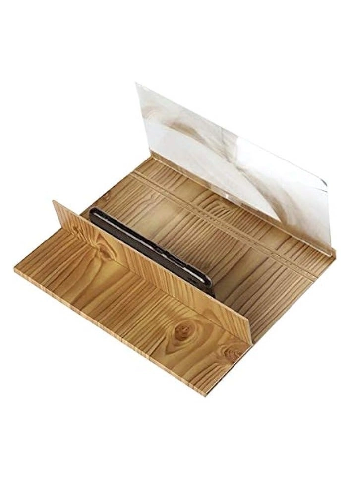 Mobile Phone Screen Magnifier - 3D HD 12 Inches Wooden Desktop Bracket
