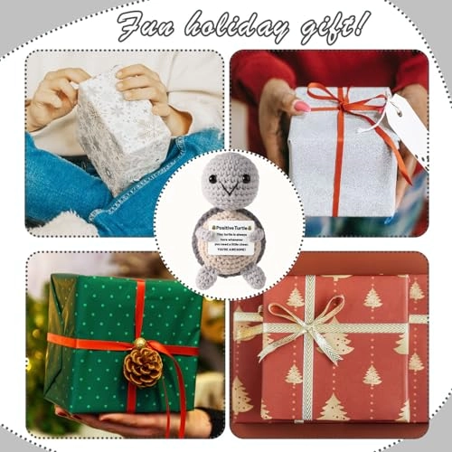 Positive Turtle 10 cm Crochet - Grey Mini