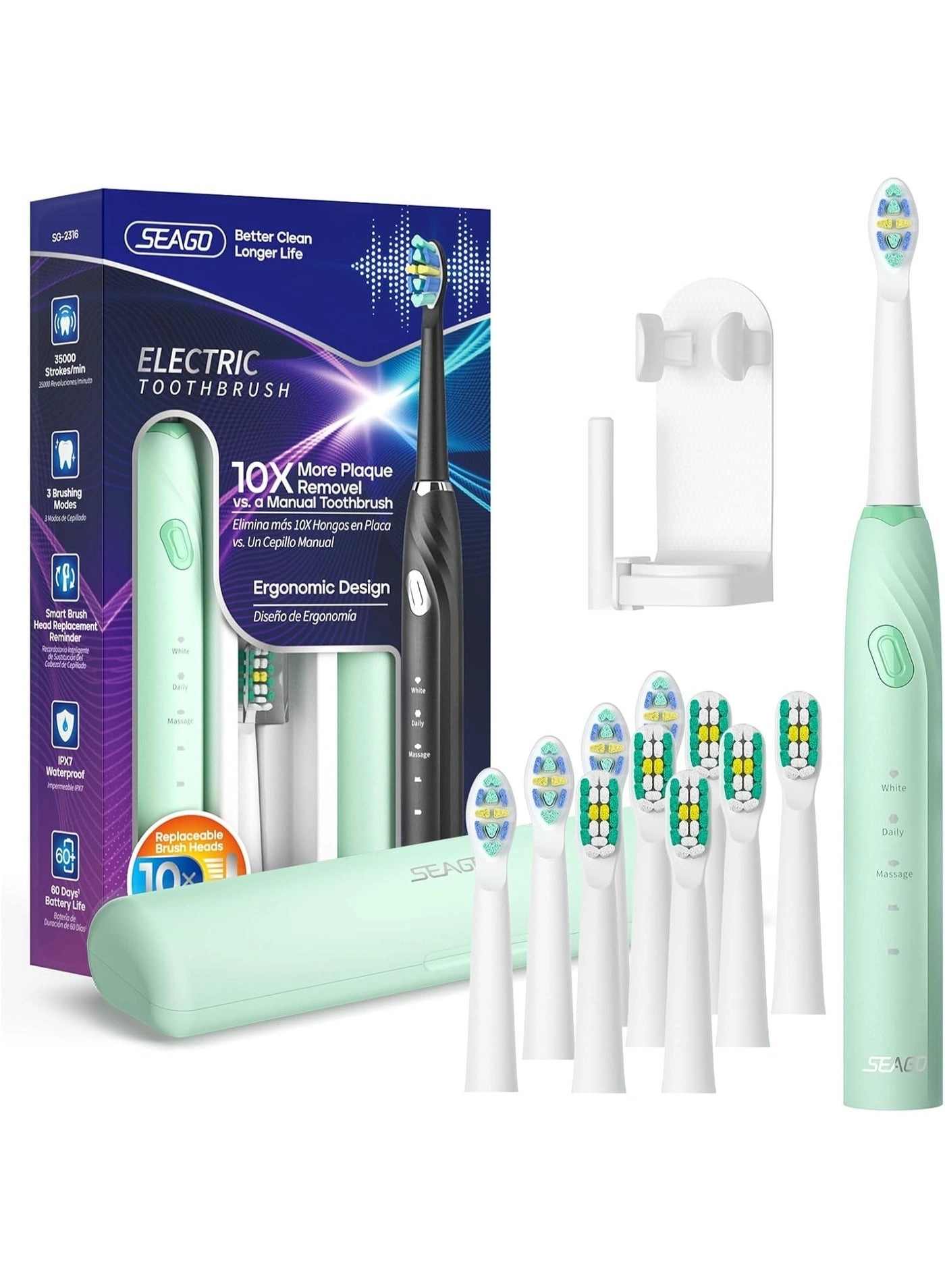 SG-2316 - 10 Brush Heads Travel Case Smart Timer