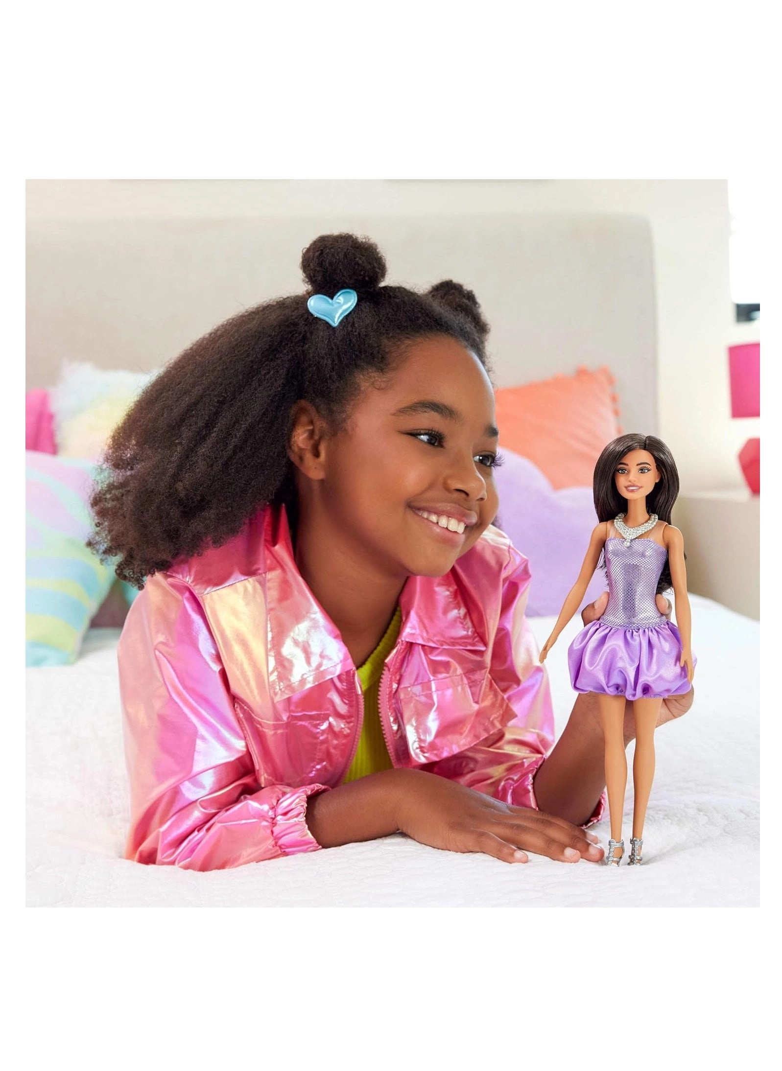 Barbie Fashionistas - 30 cm Brown Hair Purple Bubble Dress Ages 3+