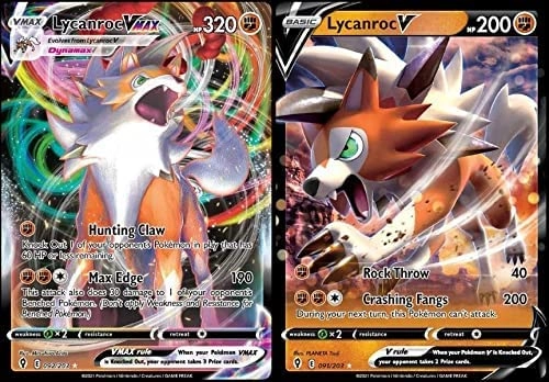 Pokémon Lycanroc V + Lycanroc Vmax - Evolving Skies Ultra Rare 091/203 & 092/203