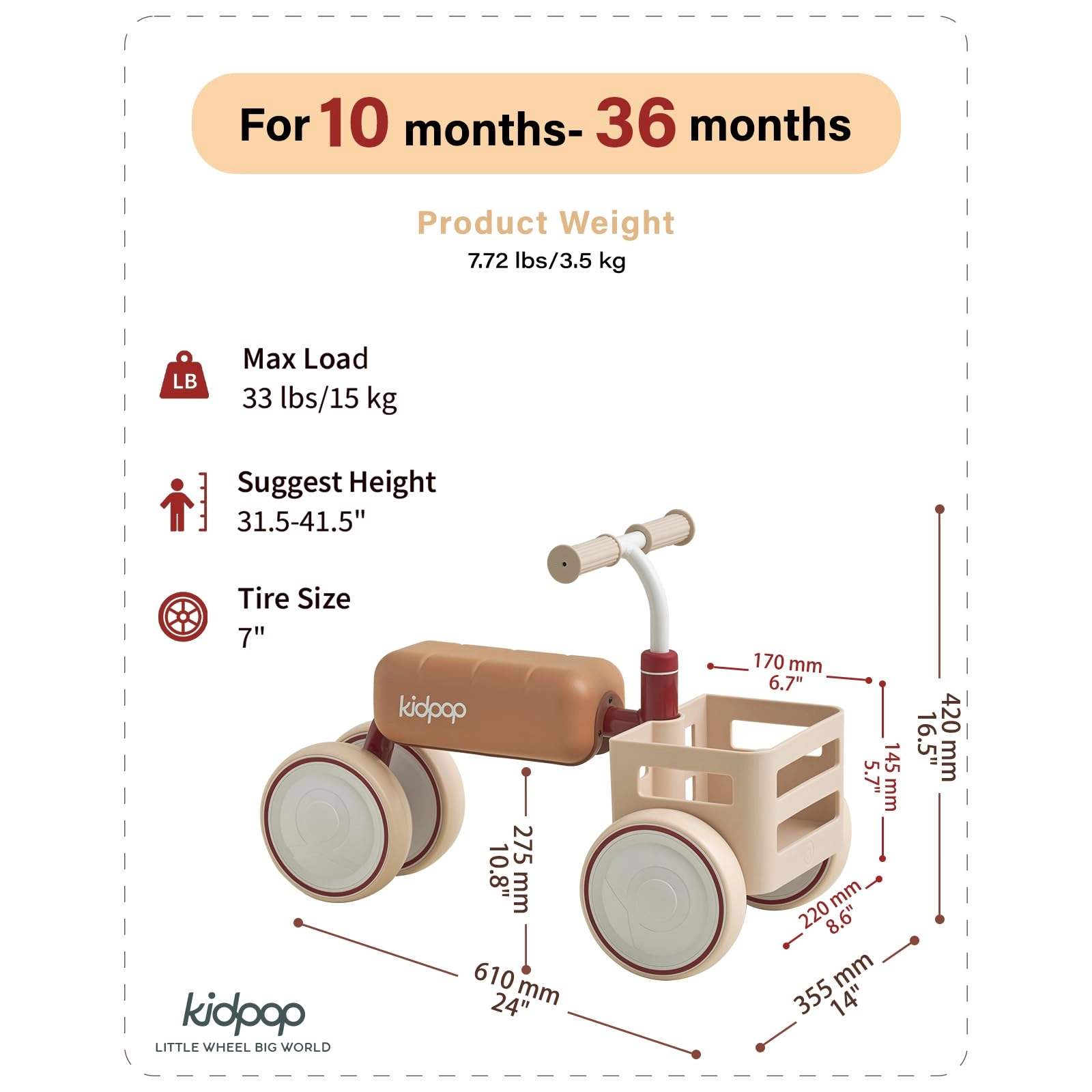 Toast - Balance Bike Convertible Push Rider Red