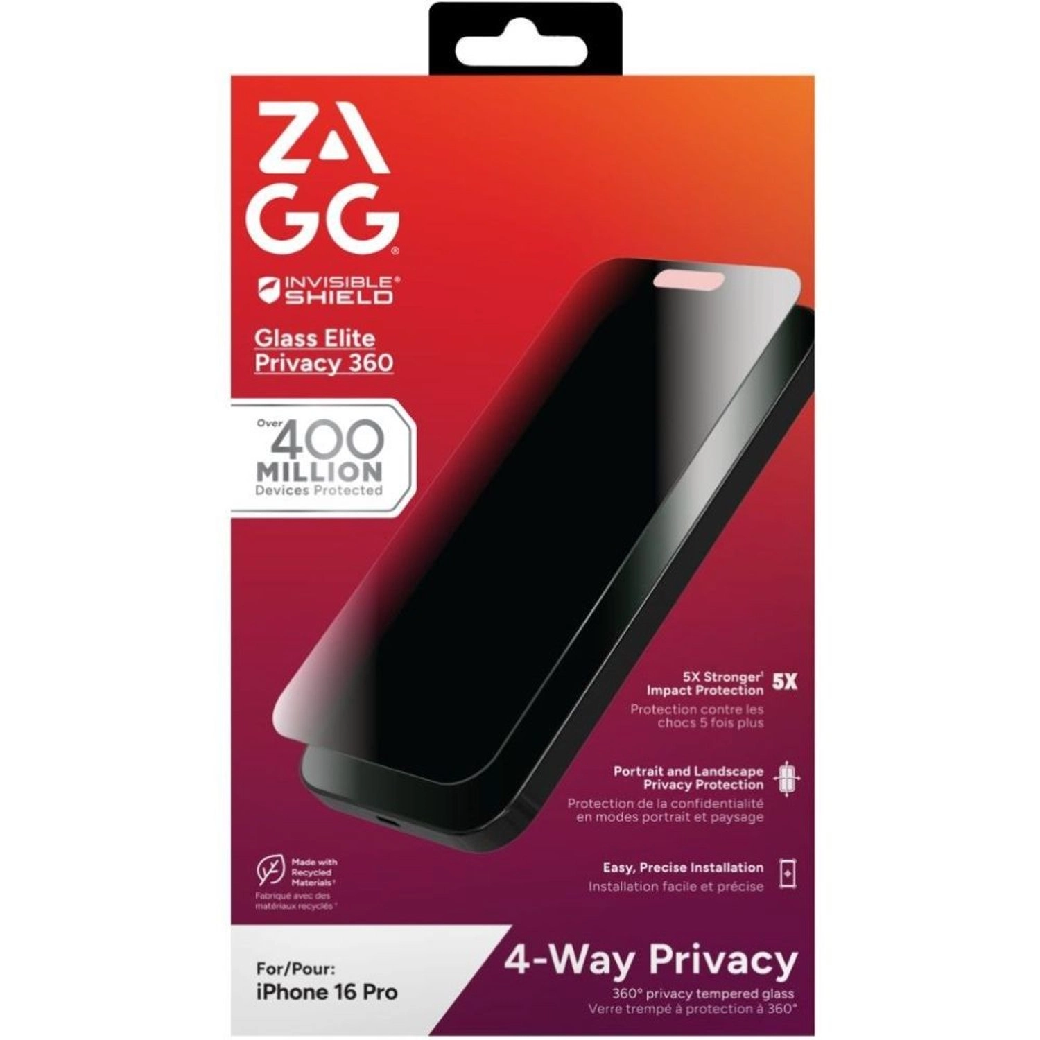 Privacy Tempered Glass Screen Protector for iPhone 16 Pro