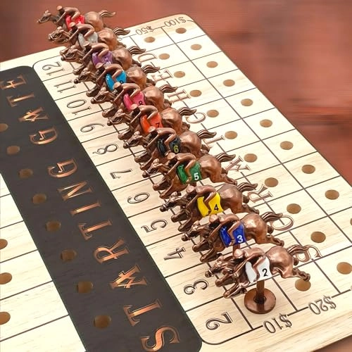 Wooden Horse Racing Game - 11 Metal Horses 2 Dice