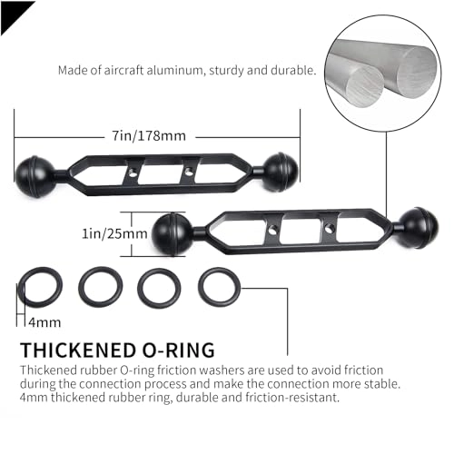 Double Ball Aluminum Alloy Extension Arm - 1" Ball Head Connector 2pack