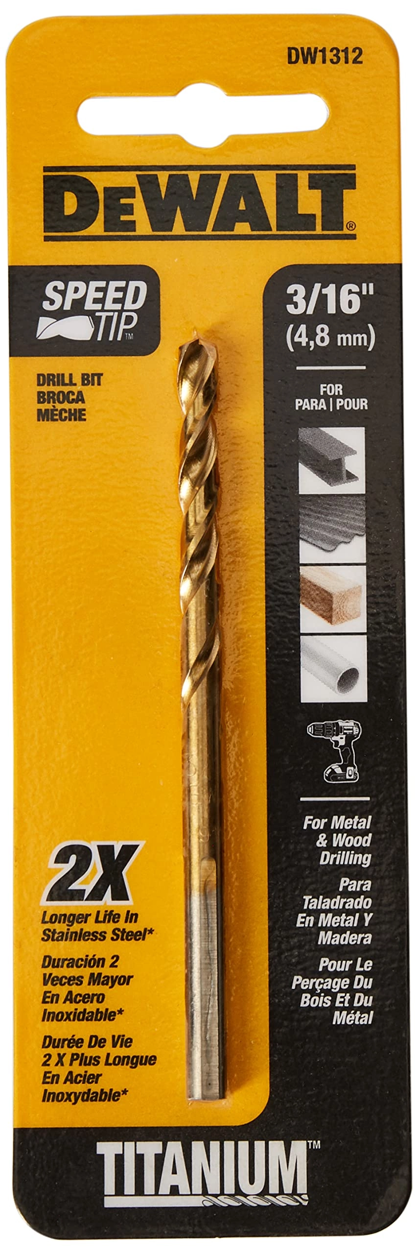 DeWALT Dw1312 - Titanium Nitride Coated 3/16-Inch