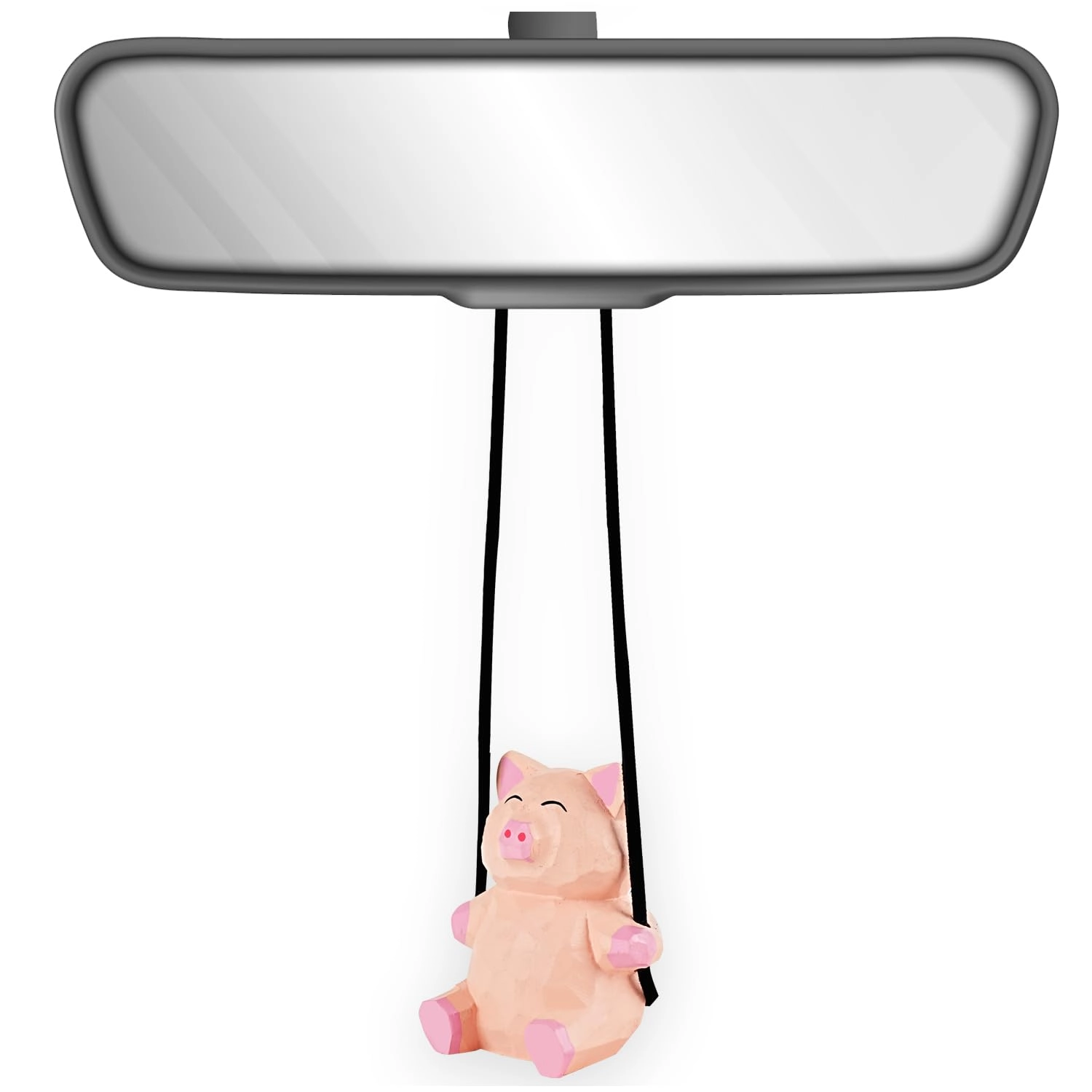 vipbuy Handmade Wooden Swinging Piggy Car Hanging Ornament - Wood
