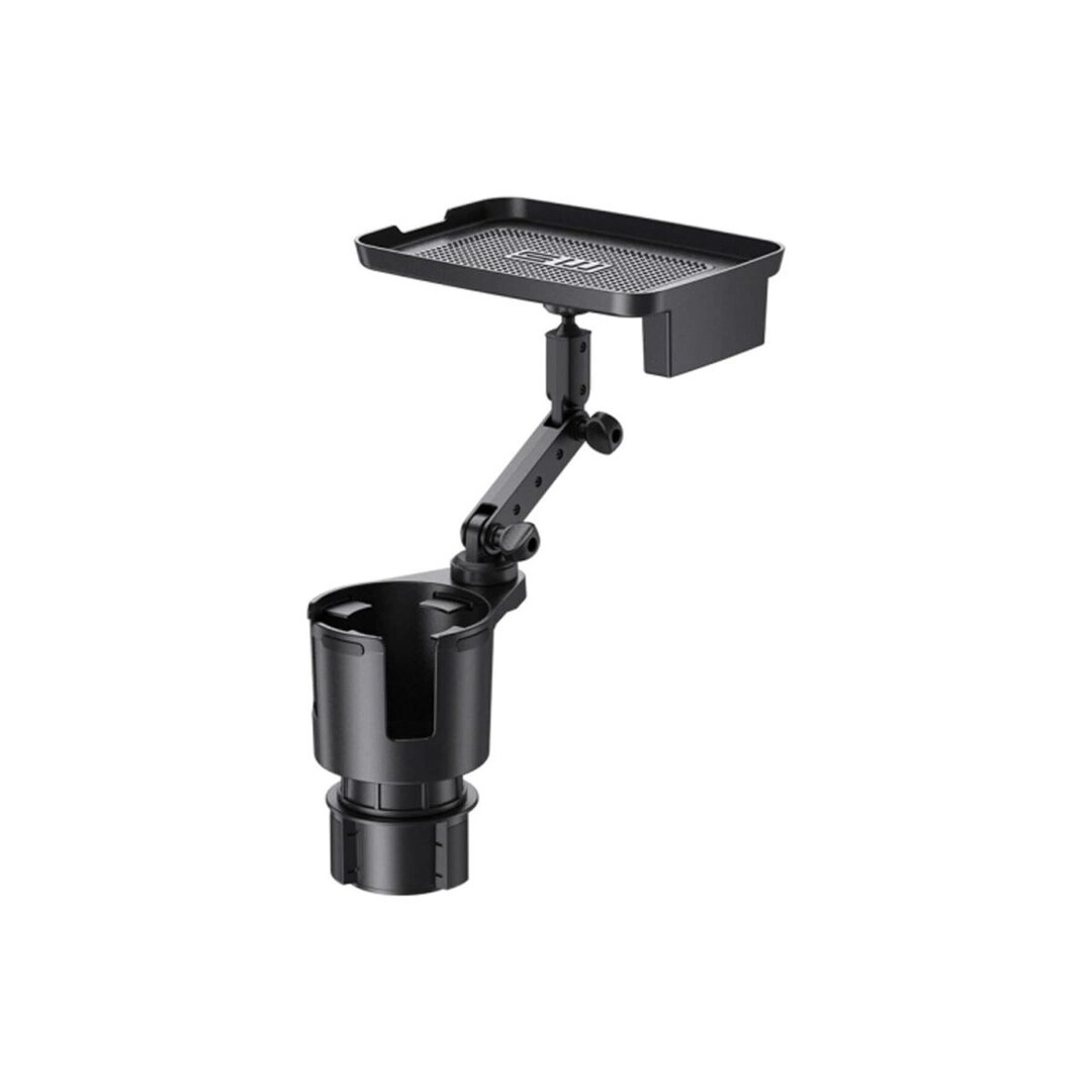 2-in-1 Adjustable Car Cup Holder with Rotating Tray