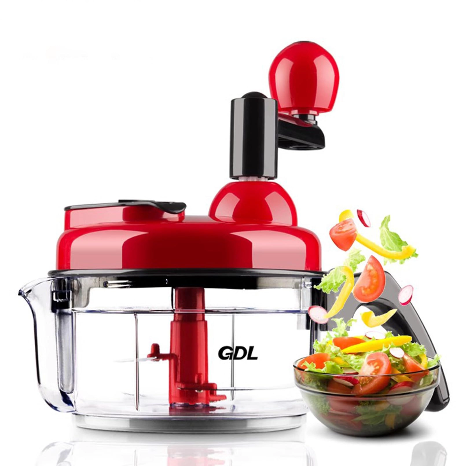 QZUKOY Hand crank food processor - 1.5L 3-blade