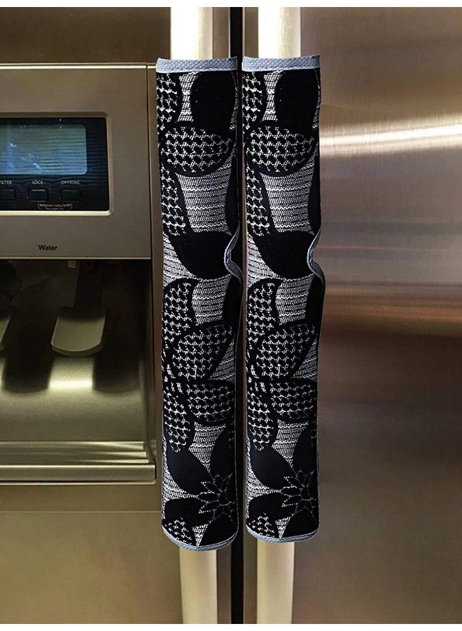 Velvet Washable Fridge Handle Cover Fittedsheet - Pack of 2 Black