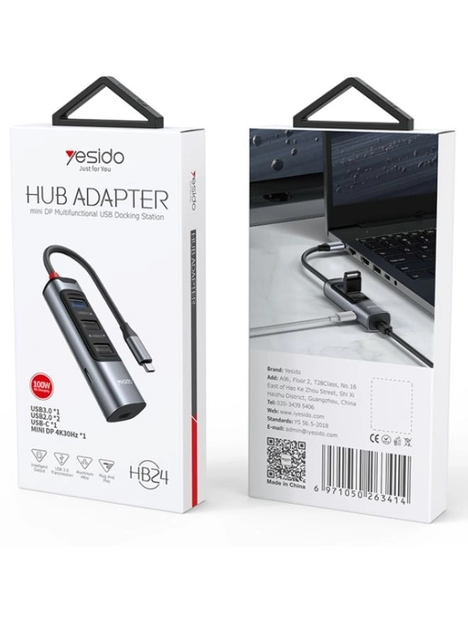 HB24 - 5-in-1 PD 100W 4K HDMI