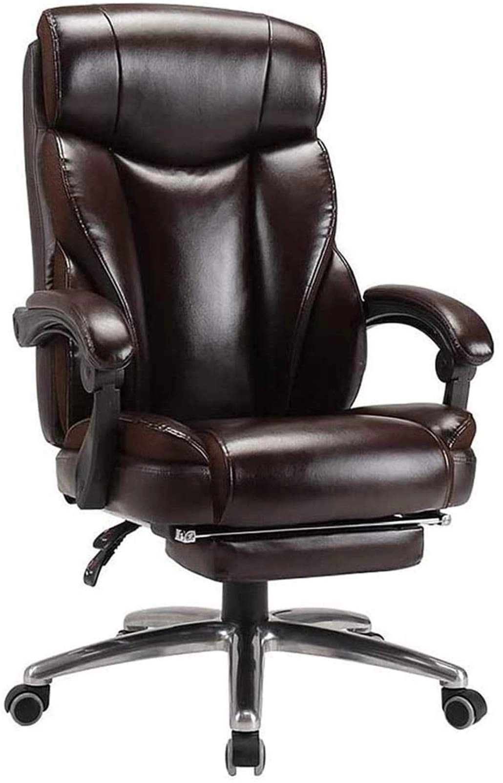 Desk Chair - PU Leather Brown High Back