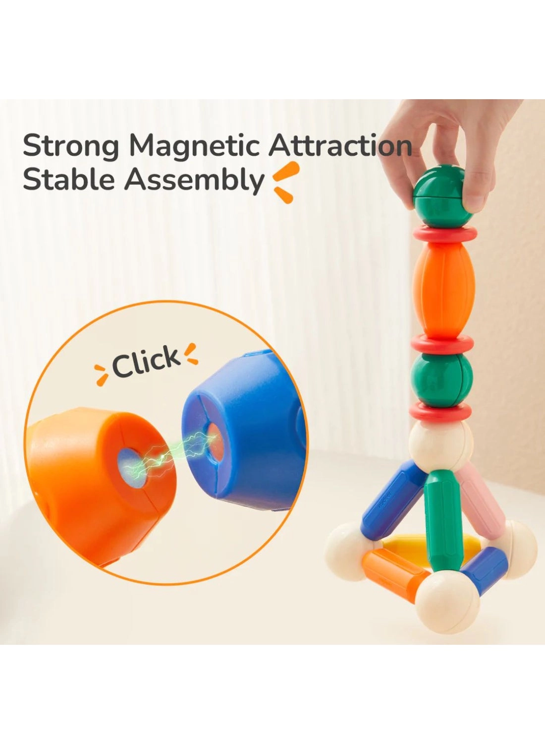 Growth PLUS Rainbow Magnetic Building Sticks - 3+ Years 32 Pcs