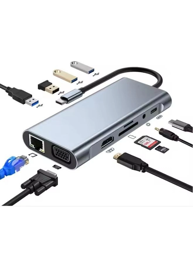 11-in-1 USB C Hub - 4K PD Ethernet