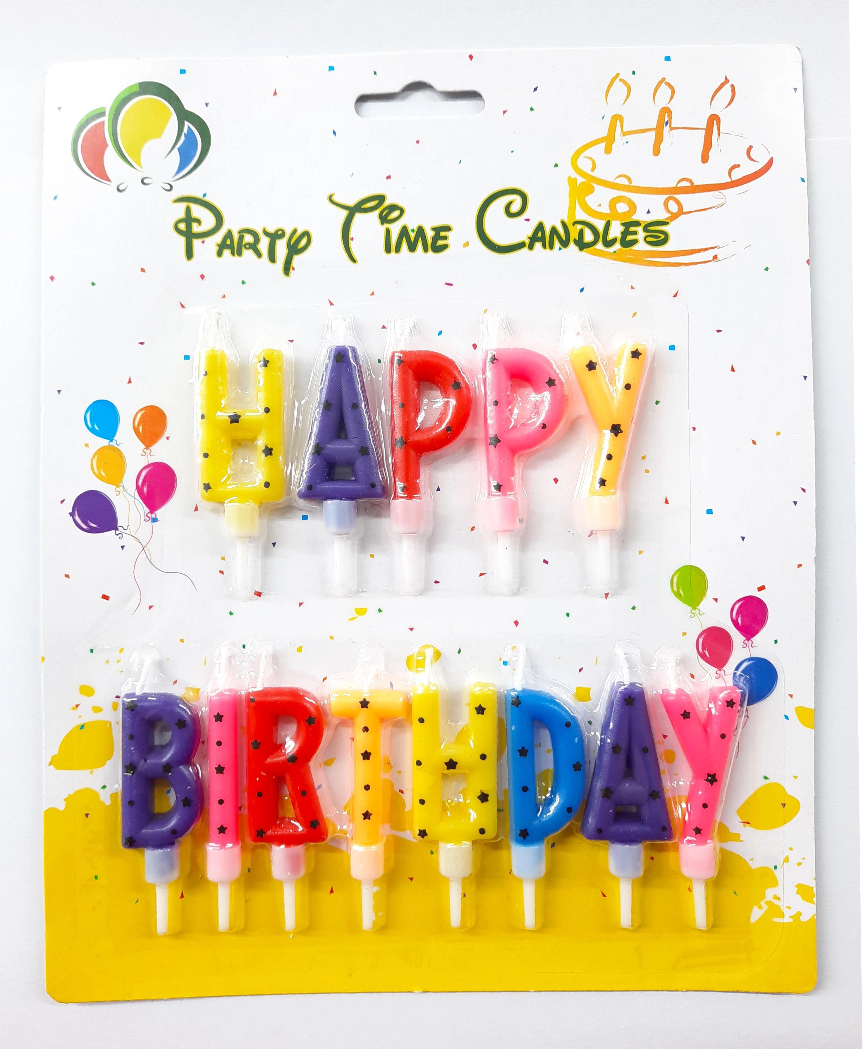 Happy Birthday Candle - Colorful with Holder