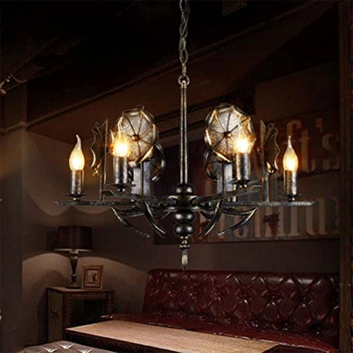 Industrial Candle Chandelier - 6-Light Black Iron