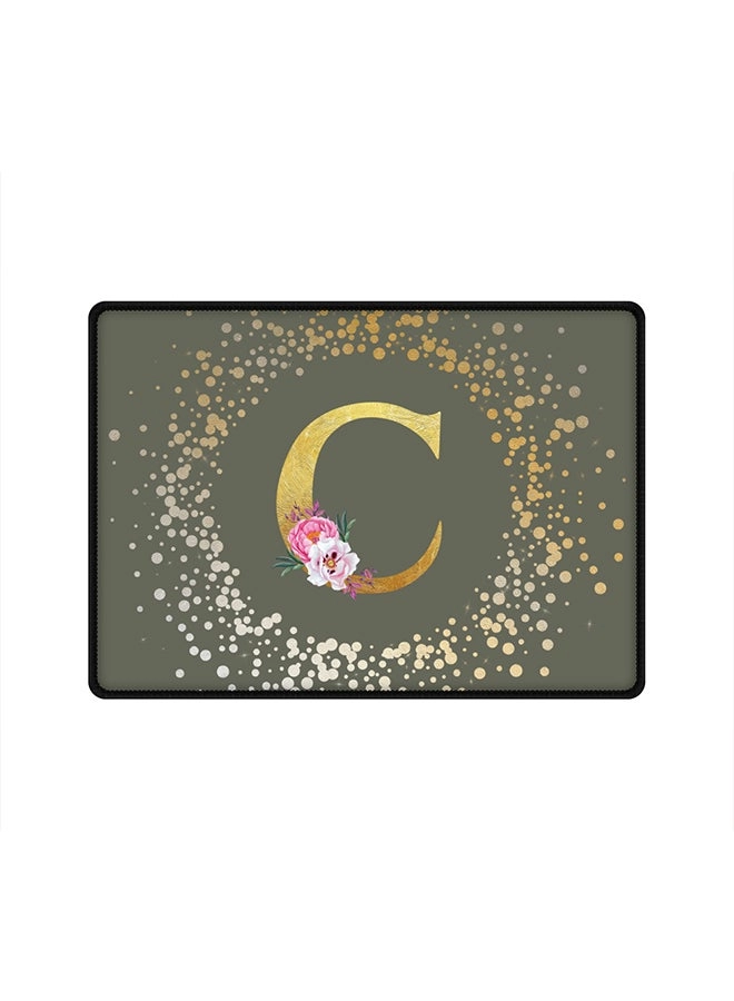 Custom Monogram Initial Letter Floral Pattern Cloth Gaming Mouse Pad - 35x25 cm