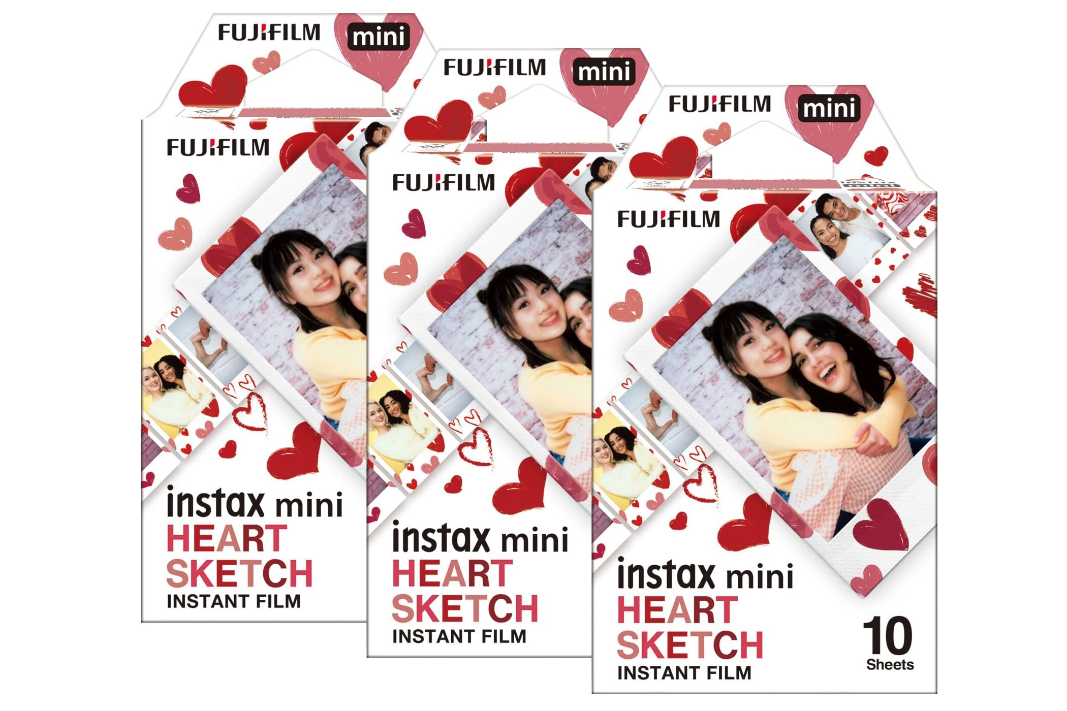 Instax Mini Heart Sketch Photo Film - 30 Shot Pack 5.4 cm x 8.6 cm