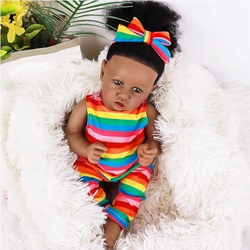 Reborn Baby Doll - 22 Inch Silicone Black Ages 3+