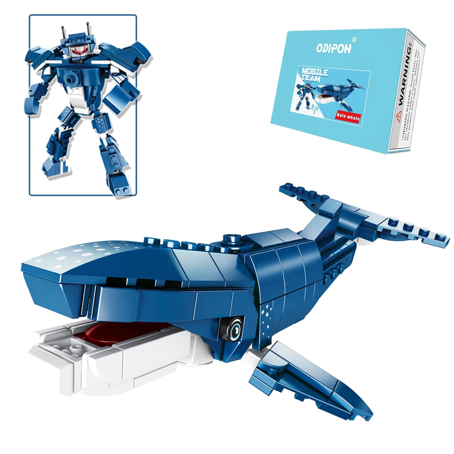 ODIPON Sea Creatures Building Toy - Blue Whale 219 pcs